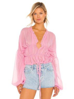 SNDYS Bali Top in Baby Pink Ruffle